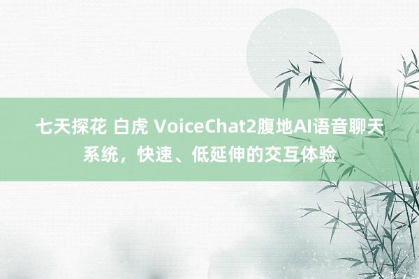 七天探花 白虎 VoiceChat2腹地AI语音聊天系统，快速、低延伸的交互体验