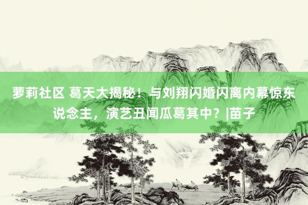 萝莉社区 葛天大揭秘！与刘翔闪婚闪离内幕惊东说念主，演艺丑闻瓜葛其中？|苗子