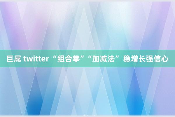 巨屌 twitter “组合拳”“加减法” 稳增长强信心