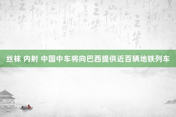 丝袜 内射 中国中车将向巴西提供近百辆地铁列车